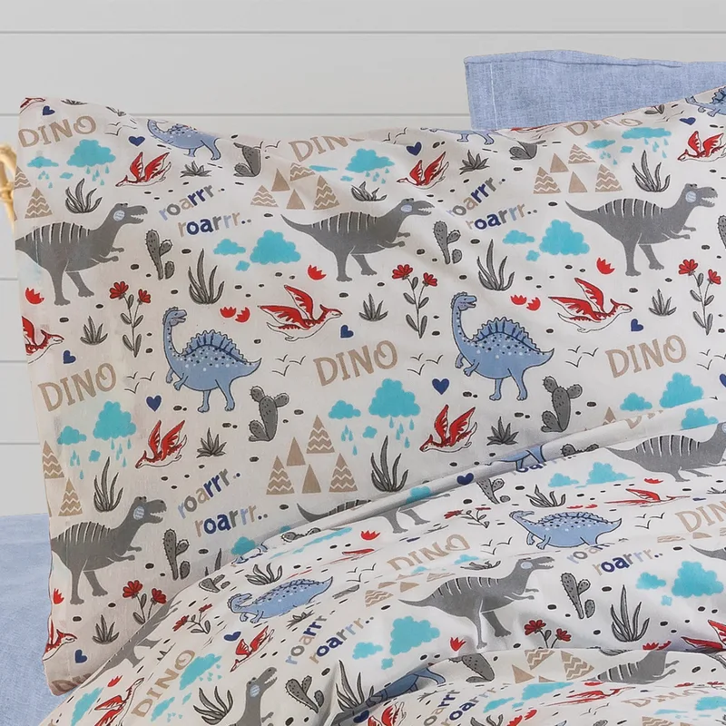 Παιδική Μαξιλαροθήκη (50x70) Dimcol Dino 309 White-Blue