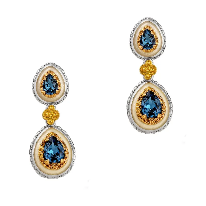 DIMITRIOS Γυναικεία Σκουλαρίκια με Swarovski από Δίχρωμο Ασήμι S199-2W