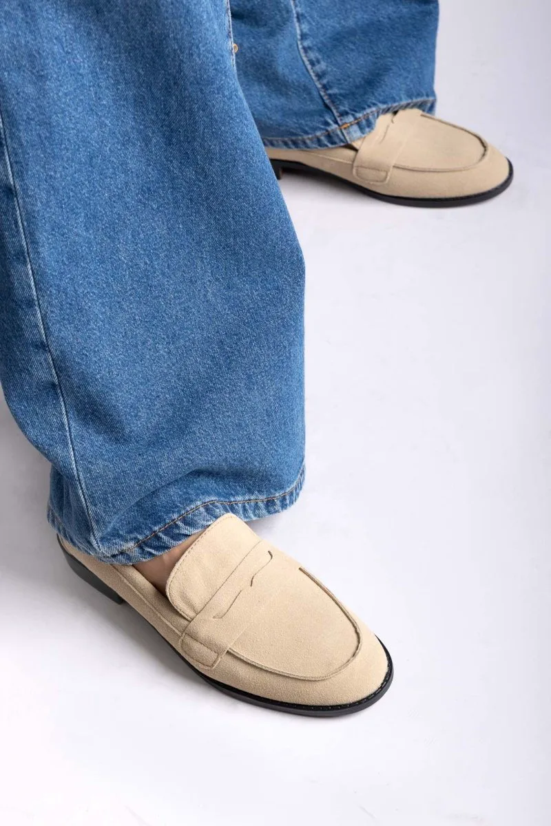Stephan Suede Loafers Flat - 22-372 - Μπεζ Suede