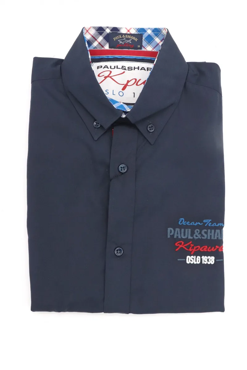 PAUL&SHARK ΠΟΥΚΑΜΙΣΟ BD REGULAR FIT ΚΟΜΠΟΖΕ ΣΗΜΑΤΑ ΜΠΛΕ