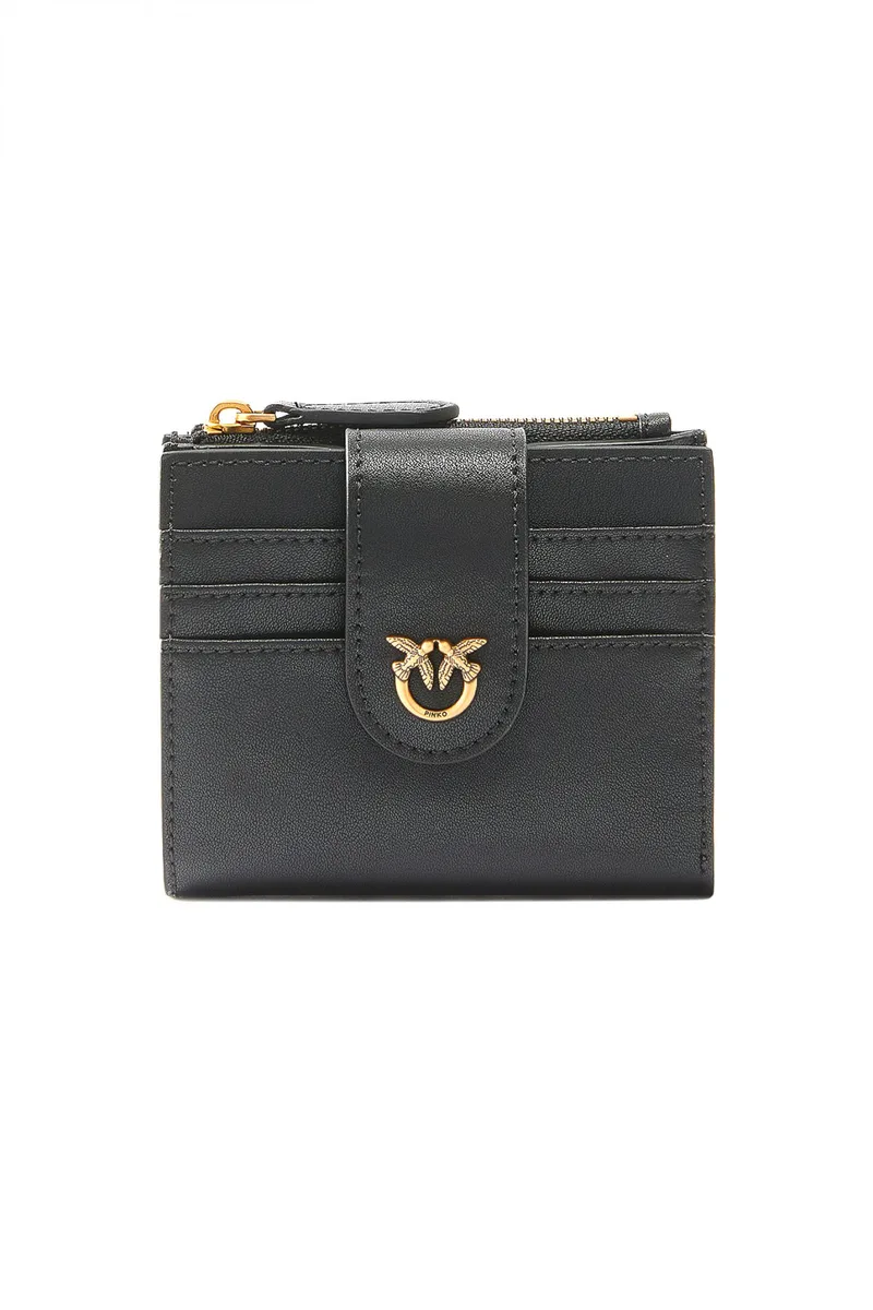 PINKO ΠΟΡΤΟΦΟΛΙ MULTI PURPOSE WALLET VITELLO SETA ΜΑΥΡΟ