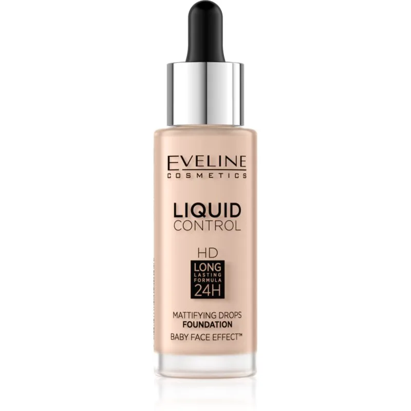 Eveline Cosmetics Liquid Control υγρό μεικ απ με σταγονόμετρο απόχρωση 002 Soft Porcelain 32 ml
