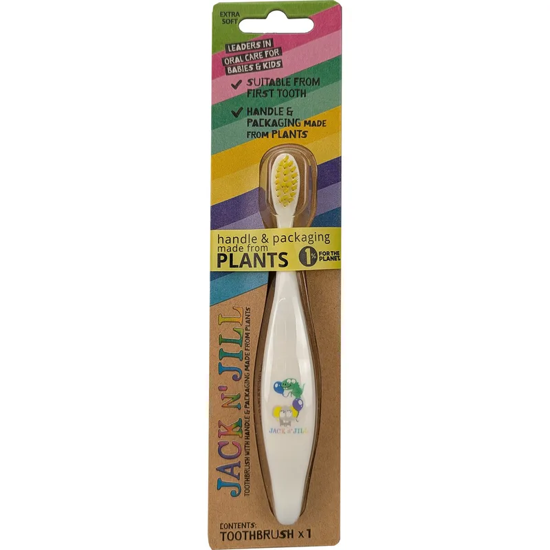 Jack n' Jill Biodegradable Kids Toothbrush Extra Soft Animal Party Βρεφική Οδοντόβουρτσα από Άμυλο Καλαμποκιού Κατάλληλη από την Πρώτη Οδοντοφυΐα 1 Τεμάχιο - Ελεφαντάκι