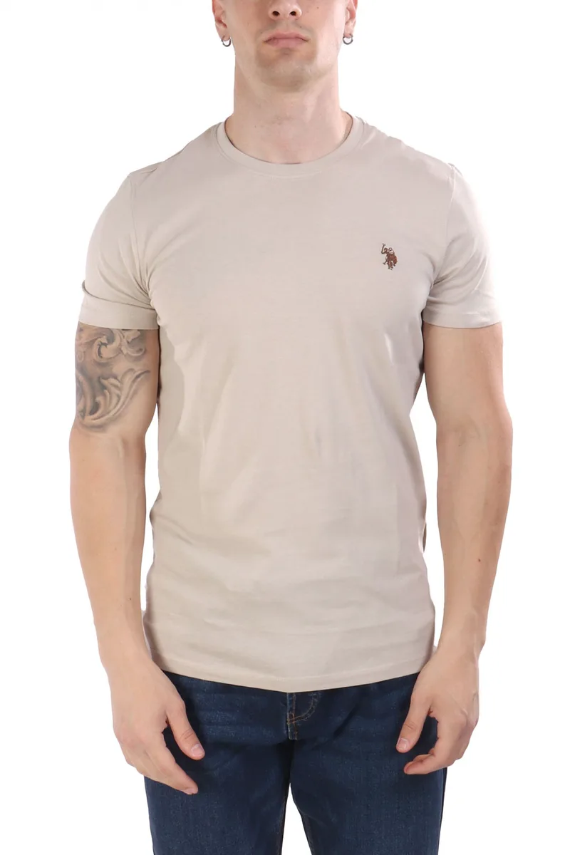 U.S.POLO ASSN T-SHIRT CREW NECK LOGO MICK ΕΚΡΟΥ