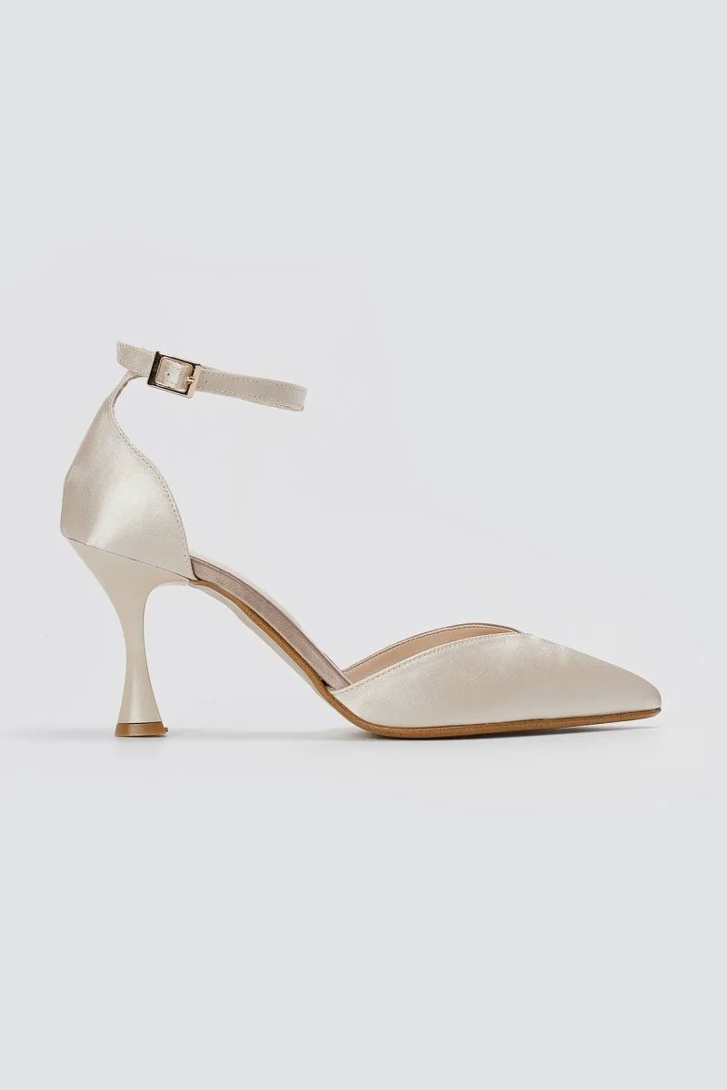 TFP Stiletto Pointed Toe Pumps - 719 - Beige/Sand Satin