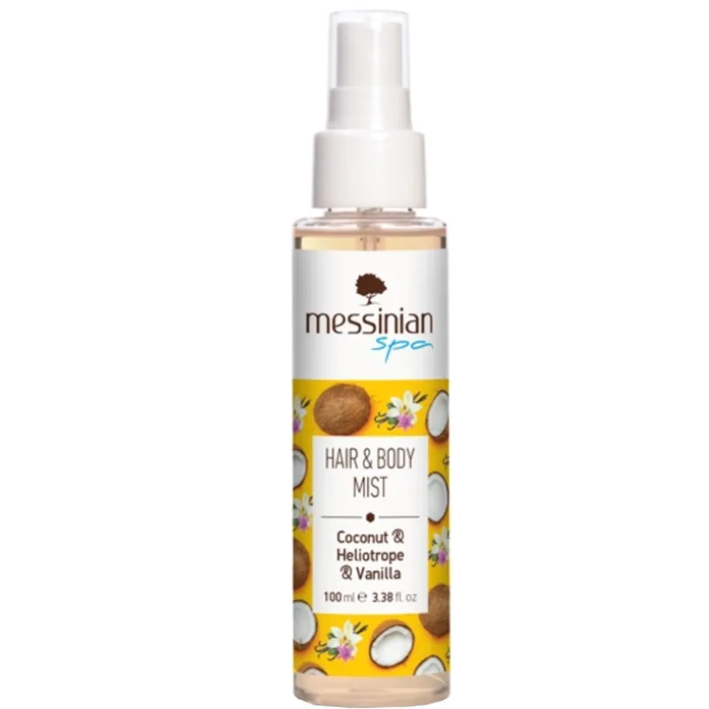 Messinian Spa Coconut, Heliotrope & Vanilla Hair & Body Mist Ενυδατικό Mist Μαλλιών & Σώματος με Άρωμα Καρύδα & Ηλιοτρόπιο & Βανίλια 100ml