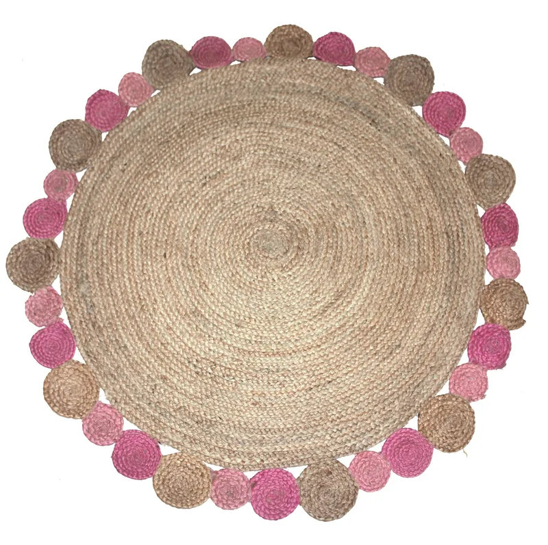 ΧΑΛΙ ΓΙΟΥΤΑ PAVIA PINK ROUND - Klonaras Home Fashion 150cm-Στρογγυλό