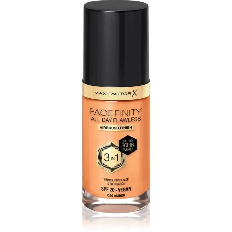 Max Factor Facefinity All Day Flawless μακράς διαρκείας μεικ απ SPF 20 απόχρωση 90 Amber 30 ml
