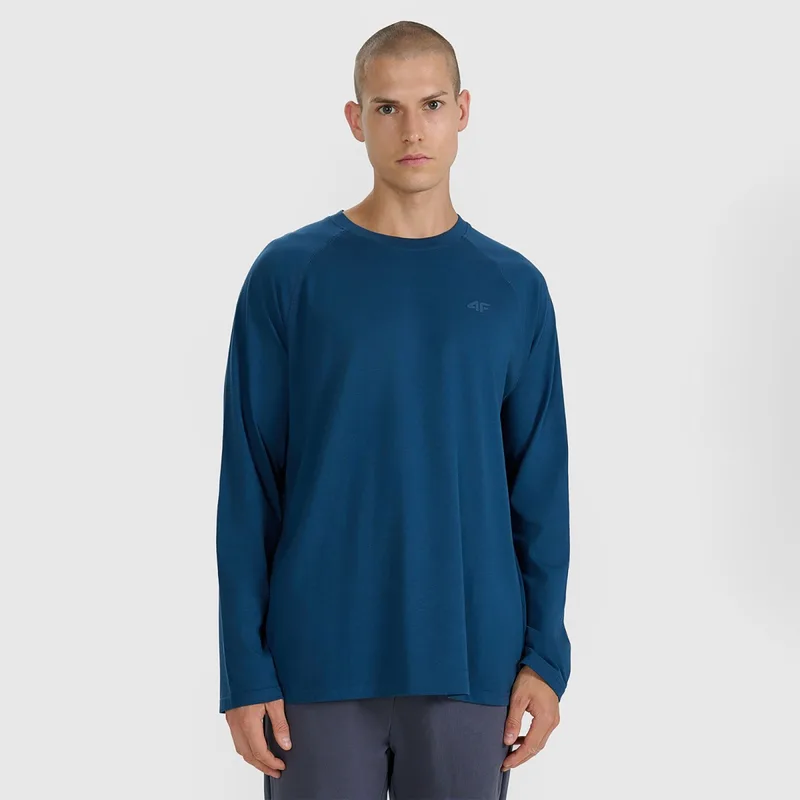 4F MEN'S OVERSIZE PLAIN LONGSLEEVE SWEATSHIRT ΜΠΛΕ
